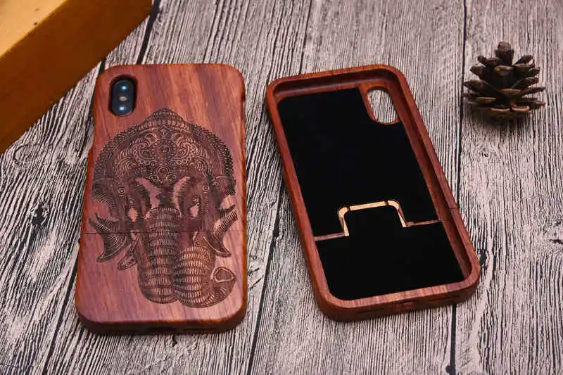 

LYBALL Natural Wood Phone Case for iPhone XS 100% Wooden Handmade Real Bamboo Wood Back Shell Cover for Apple iPhone X XR XS MAX