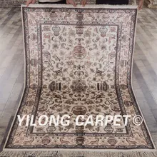 YILONG 4'x6' Vantage турецкий Шелковый ковер бежевый ручной работы изысканный персидский шелковый ковер(ZW067M4x6