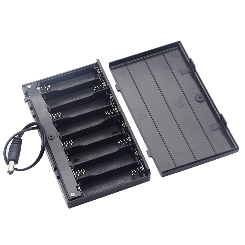 

12V 8 x AA Battery Power Bank Case Holder Box With Leads Switch Battery Holder DC2.1*5.5