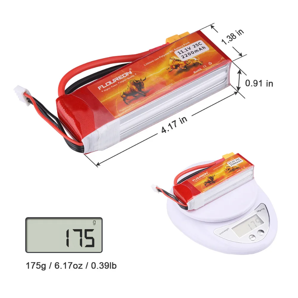 FLOUREON 25C 3S Lipo батарея 11 1 V 2200mAh XT60 Разъем для RC вертолета самолета автомобиля
