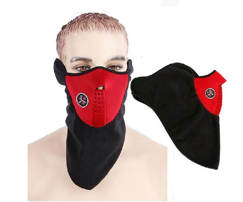 Теплая велосипедная полумаска для лица, флисовая маска для лица, защитный капюшон для лыжного велоспорта, спорта на открытом воздухе, шарф для защиты шеи, теплая маска - Цвет: red