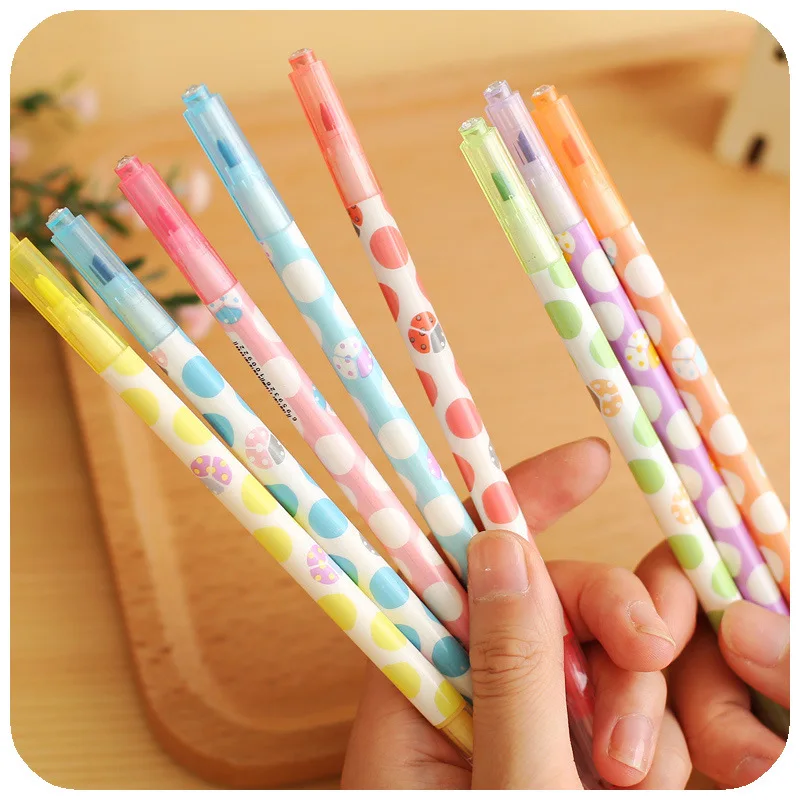 

48 pcs/Lot Sweet color highlighter Cute dual side erasable pen Crystal color marker for scrapbooking School supplies FB611