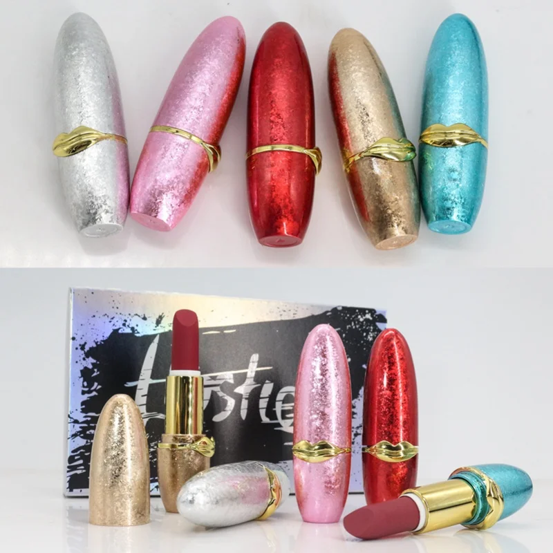 

New Maquiage 5pcs/lot lip Kit Matte Lipstick Waterproof Nutritious Velvet lip stick Red Tint Makeup Set High Quality