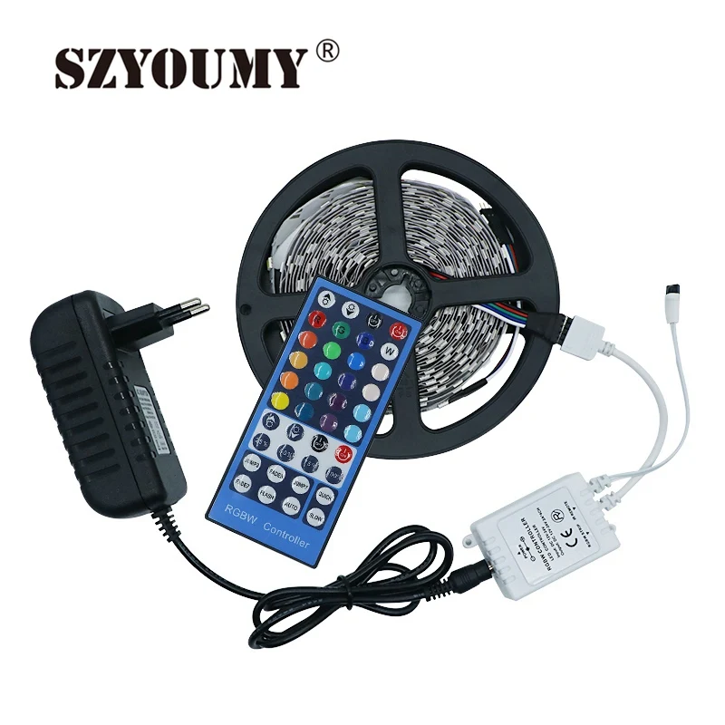 SZYOUMY 5050 wifi Светодиодная лента Водонепроницаемая DC 12 V 5 M RGBW RGBWW светодиодные полосы Гибкие с 3A питанием и пультом дистанционного управления