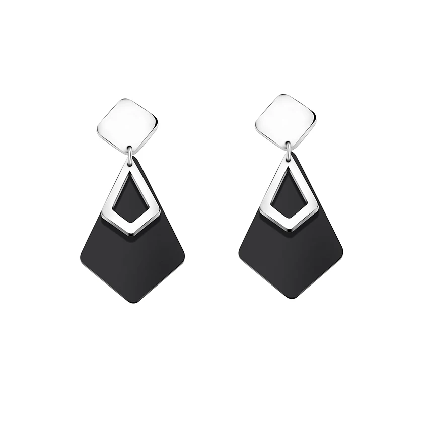 

2019 personality earrings golden geometric woman pendant ashion Women Jewelry For Party Black Acrylic Earring Geometric Gold Bou