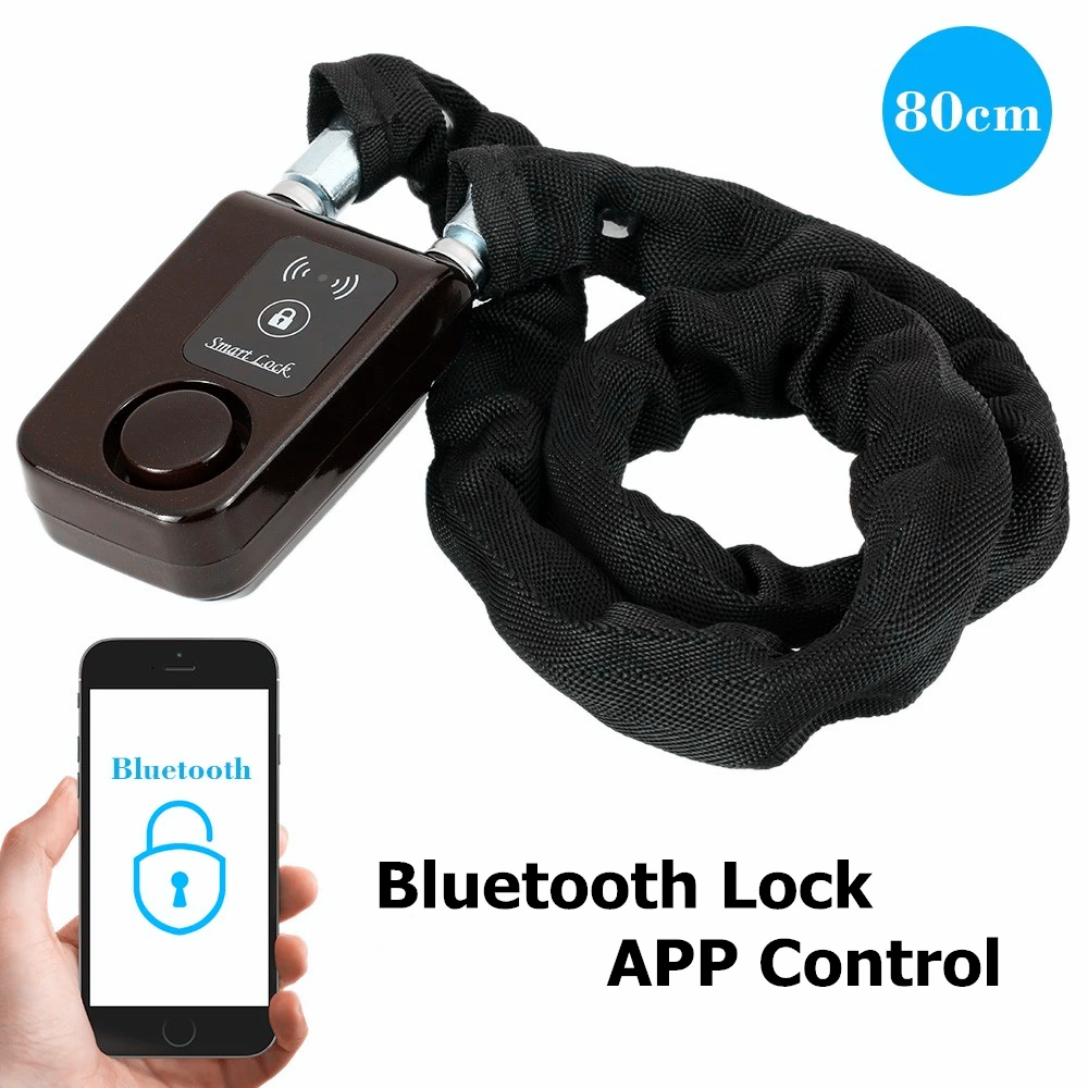 

Fechadura Digital Padlock Bicycle Smart Alarm Bluetooth Locks Phone App Control Anti Theft 105db Chain Lock For Bike Motorcycle