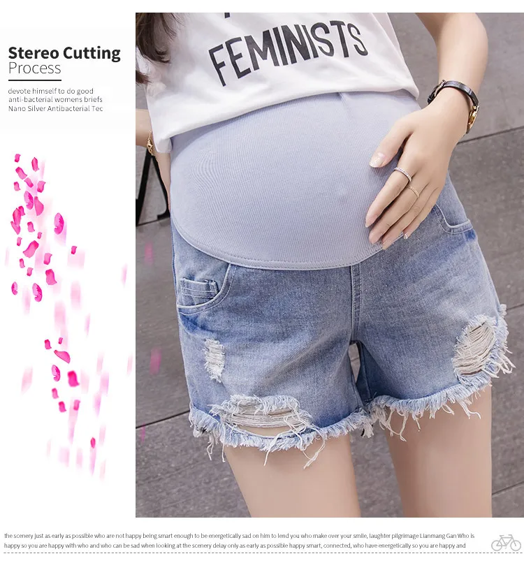 Рваные женские джинсовые шорты с высокой талией, джинсы для беременных, шорты для беременных, джинсы для беременных, Капри, Одежда для беременных