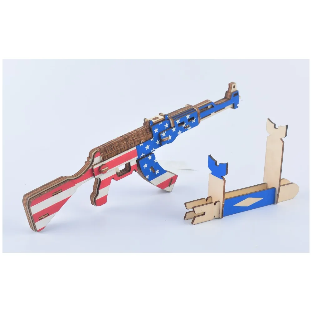 3D деревянная головоломка, игрушечный пистолет, военное оружие, AK-47, лазерная резка, сделай сам, набор для сборки, детские развивающие деревянные игрушки для детей