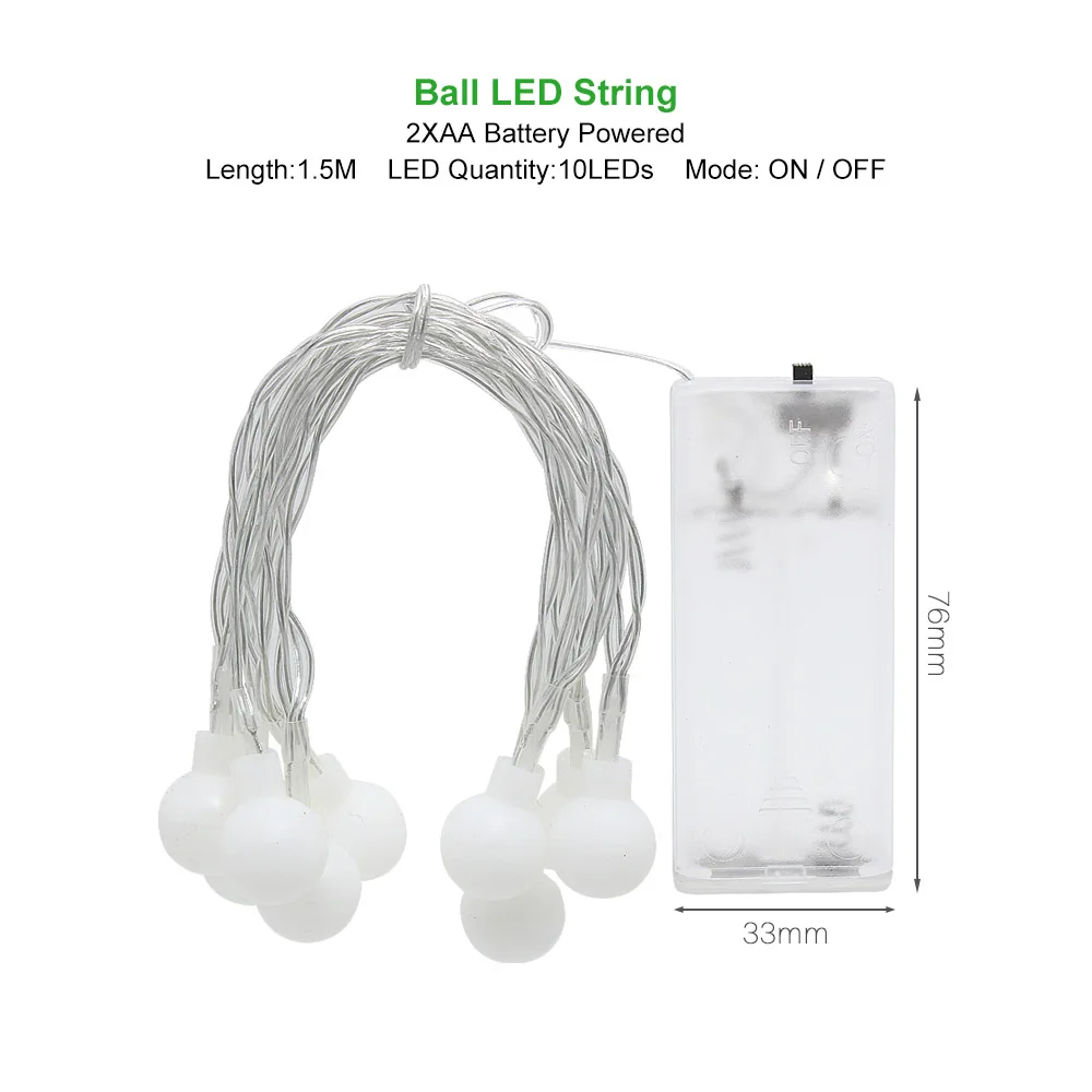 ANBLUB New Year 1.5M 3M 6M LED Ball String Fairy Lights Garland For Christmas Tree Wedding Indoor Holiday Outdoor Decoration