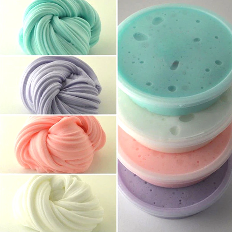 35g Macaron Color Fluffy Slime toys DIY Squishy kids Toy With Box polymer light soft Clay Modeling Clay plasticine cloud slime slime kit fluffy slime