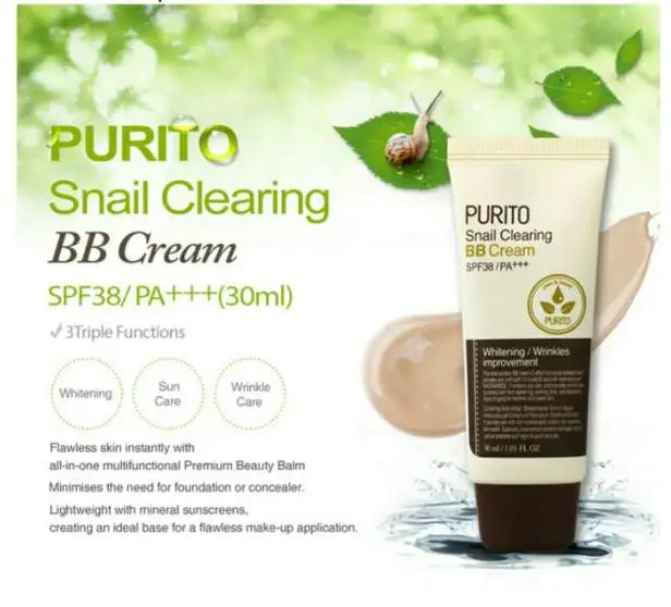 Очищающий ВВ-крем от улиток PURITO#21#23#27 для макияжа лица BB крем отбеливающий консилер тональный крем увлажняющий корейская косметика