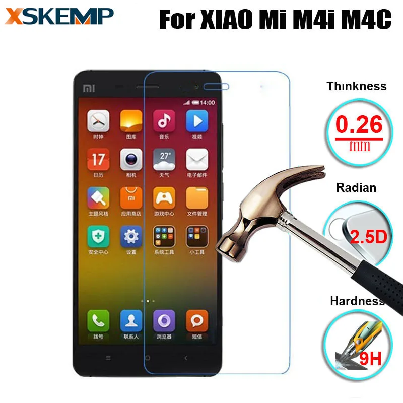 

2.5D No Fingerprint Premium Tempered glass For XIAOMI 4i MI 4i M4i 4C 9H Real Screen Protector Glass Film Protective Guard Film