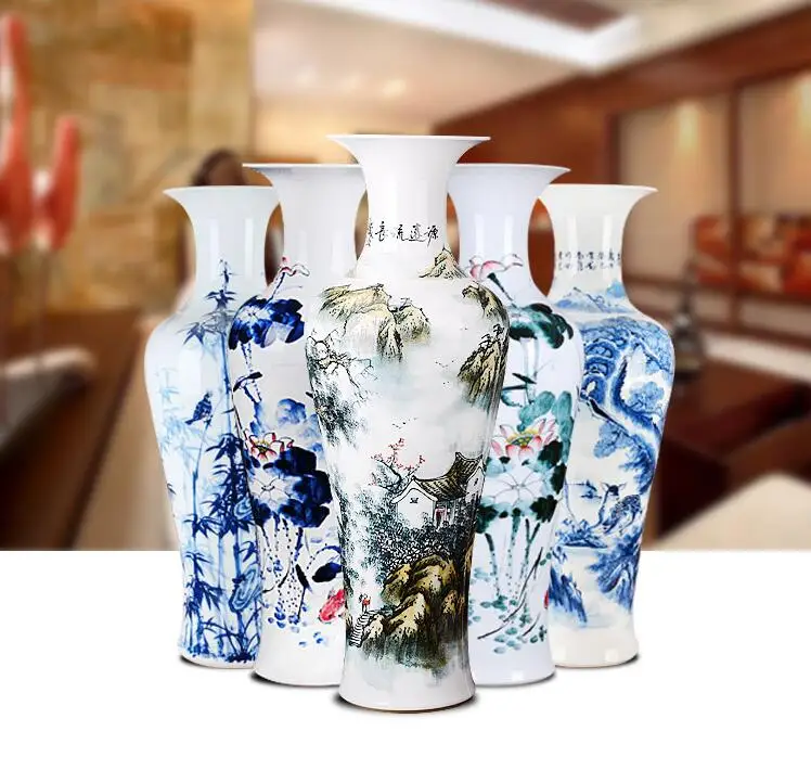 

Contracted white porcelain of large modern hand-painted lotus