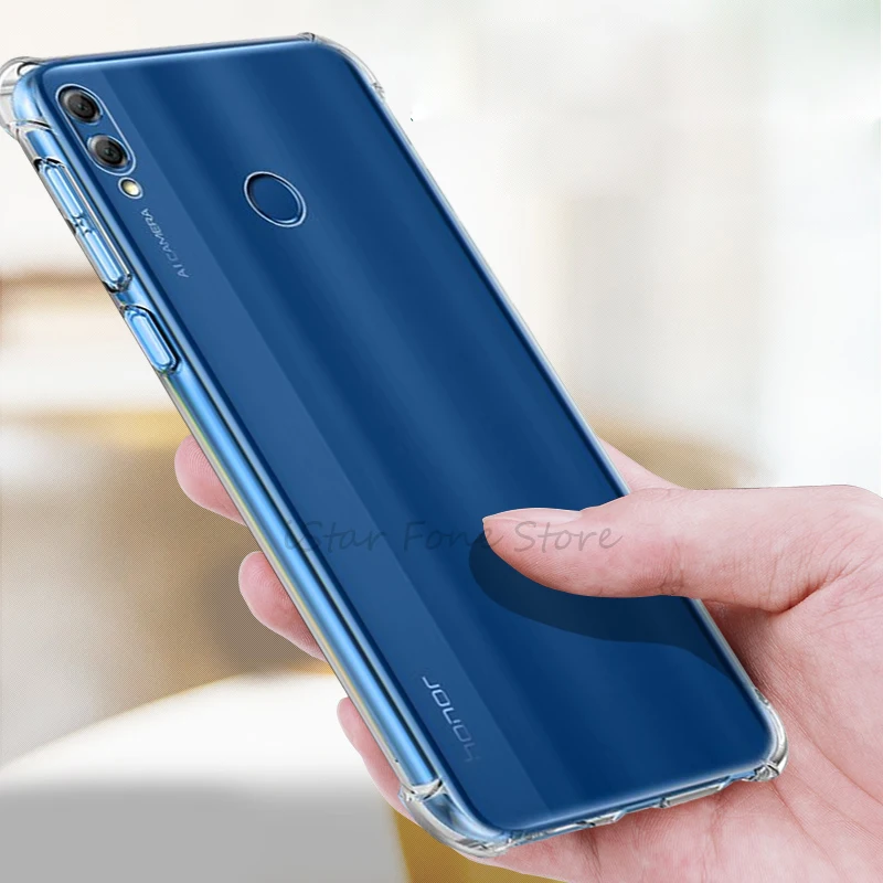 Силиконовый чехол с защитой от падения для Huawei Honor 8X Max 8C 10 9 8 Lite Play прозрачный