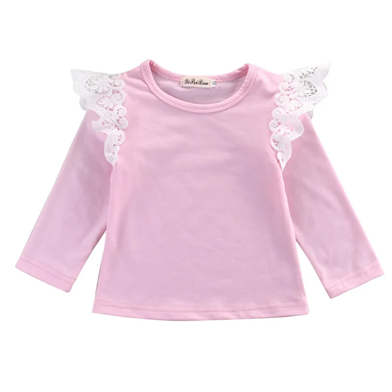 Для новорожденных детей; платье принцессы для маленьких девочек; 4 цвета! одежды Кружевная футболка с длинным рукавом Блузка повседневная одежда