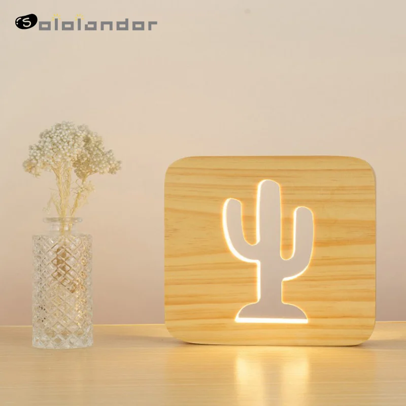 Wood LED Night Lighting 3D Visual Lamp Lover Heart Decor Nightlight I LOVE YOU USB Table Desk Lamp Bedroom LED Valentines Gift
