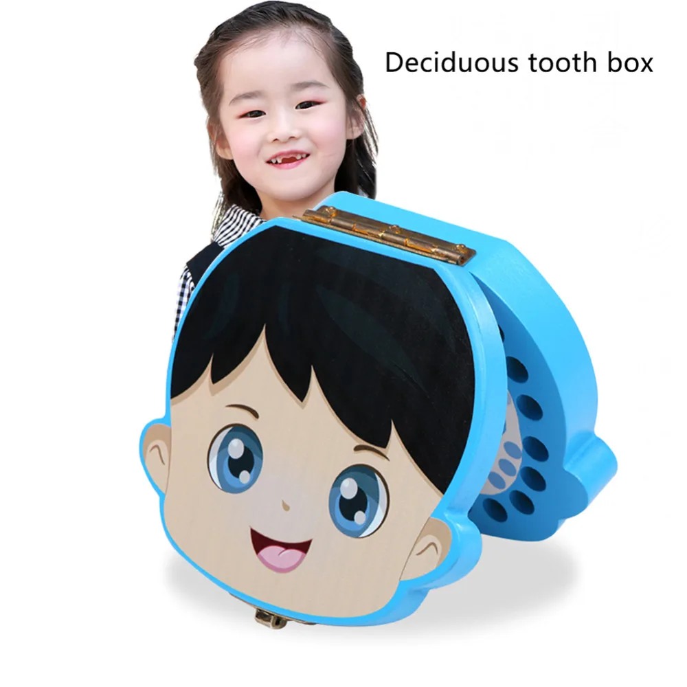 MrY Kid Wood Deciduous Tooth Preservation Box Baby Tooth Keepsake Storage Box Milk Teeth Save Organizer Case Container English