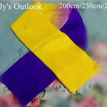 Профессиональный танец живота шелковая вуаль натуральный шелк шаль обработанный вручную шарф фиолетовый желтый градиент 200 см 250 см 270 см