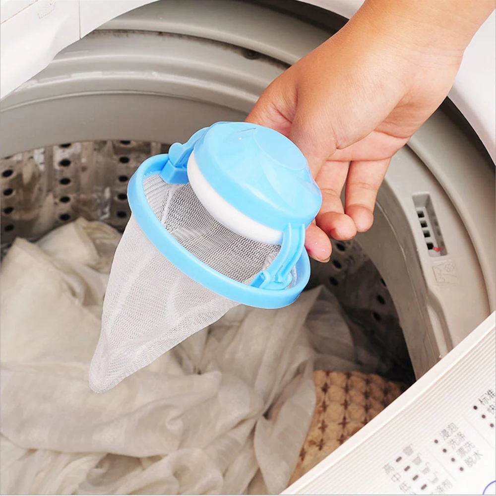 HOOMIN Cleaning Clothes Ball Laundry Filter Bag Floating Lint Catcher Mesh Pouch Color Washing Machine Hair Remover Random