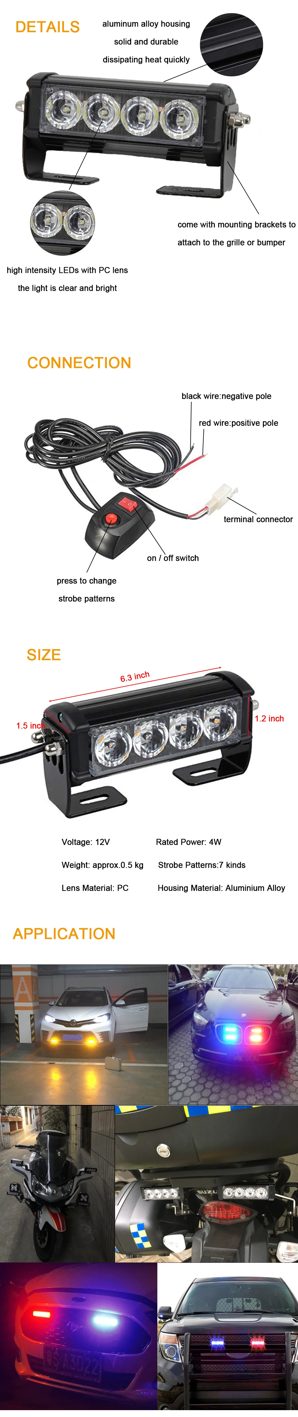 2* 4LED стробоскопический светильник для автомобиля, грузовика, 7 мигающих режимов Предупреждение ющий светильник на крыше автомобиля, высокая мощность, Янтарный Белый, предупреждающий маяк, лампа 12 В