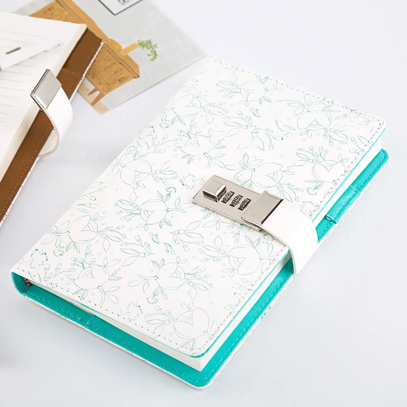 

Kawaii Notebook Paper A5 Floral Diary with Lock Creative Lines Pages Travels Notebook School Stationery Sketchbook 2019 Planner