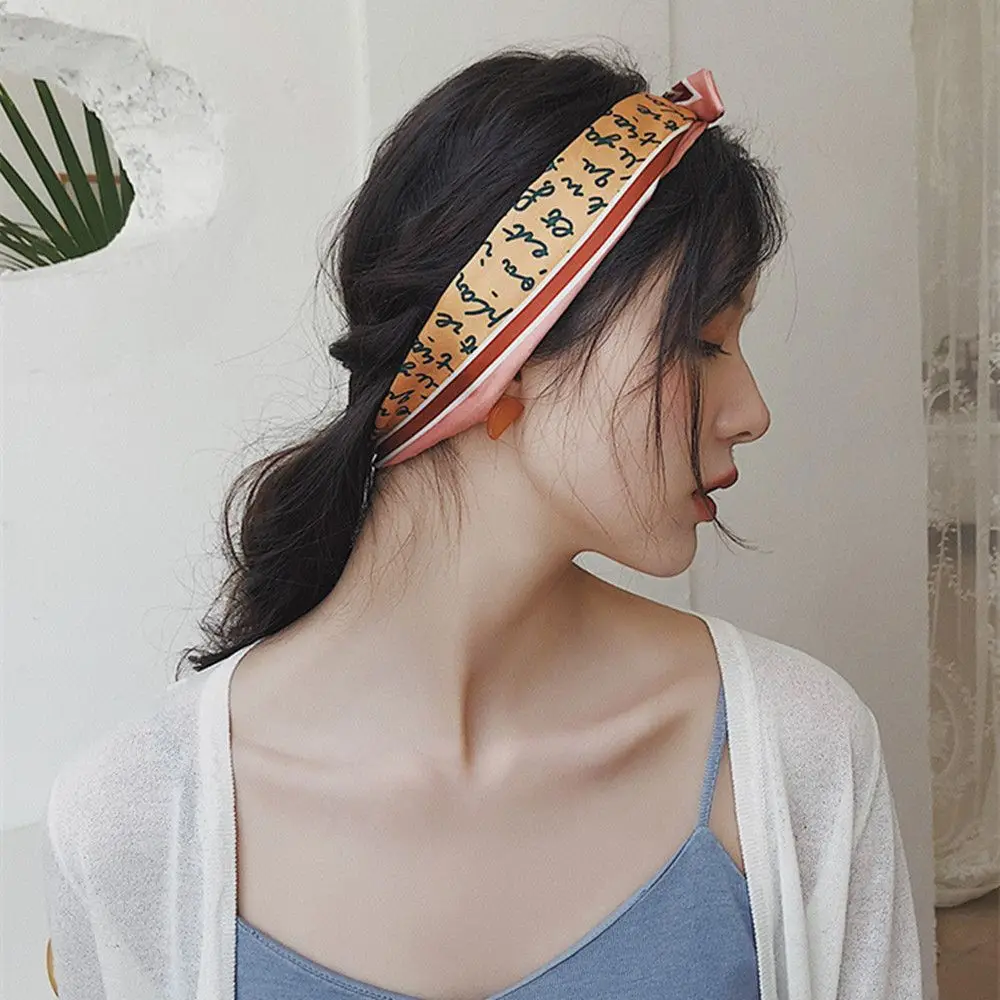 New Fashion Women Elegant Scarf Letters Print Solid Color Silk Small Bag Ribbon Female Winter Hair Band Handbag Scarves Ornament New Fashion Women Elegant Scarf Letters Print Solid Color Silk Small Bag Ribbon Female Winter Hair Band Handbag Scarves Ornament