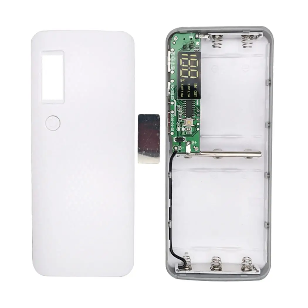 Portable 3 USB Charging Ports Battery Holder LCD Display Power Bank