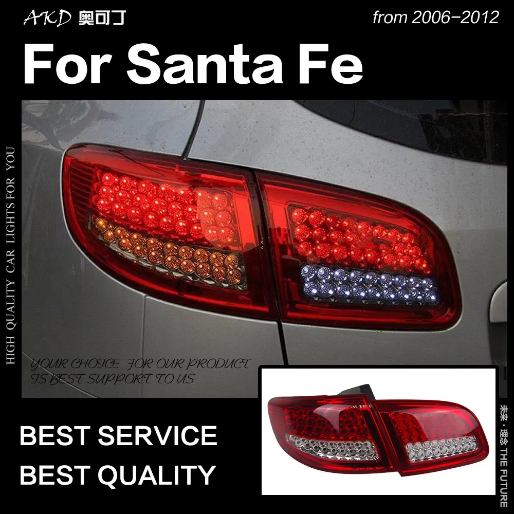AKD автомобильный Стайлинг для hyundai Santa Fe задние фонари 2006-2012 SantaFe светодиодный задний фонарь DRL сигнал тормоза заднего хода авто аксессуары