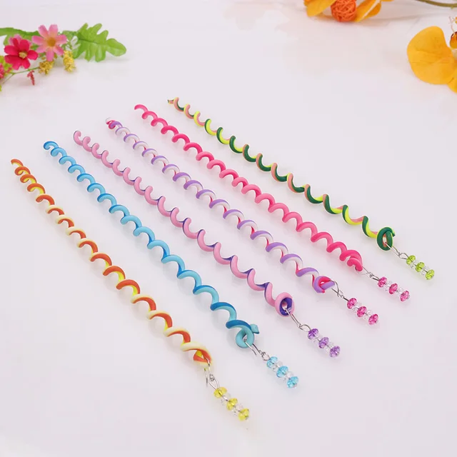 6PCS/lot Rainbow Color Headband Cute Girls Hair Band Crystal Long Elastic Hair Bands Headwear Hair Accessories Random Color MULTI