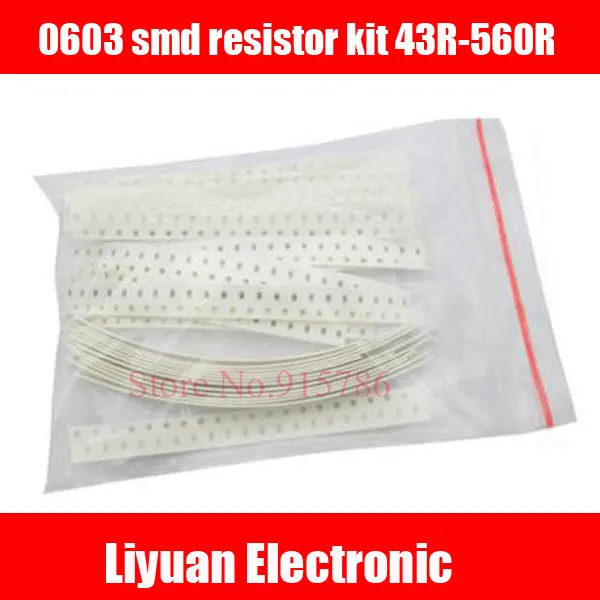

25valuesX20pcs=500pcs 0603 43R-560R SMD Resistor Kit Assorted Kit 5% component diy samples kit new and original free shipping