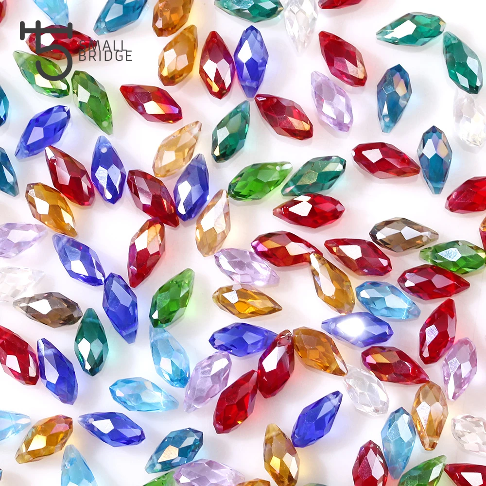 Австрийские разноцветные стеклянные каплевидные бусины для изготовления ювелирных изделий ожерелье аксессуары Diy граненые хрустальные бриолеты бусины оптом