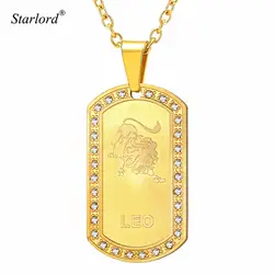 Starlord Знак зодиака Подвеска "Лев" ожерелье для мужчин/женщин ювелирные изделия горный хрусталь золотистый медальон для собак 12 ювелирные