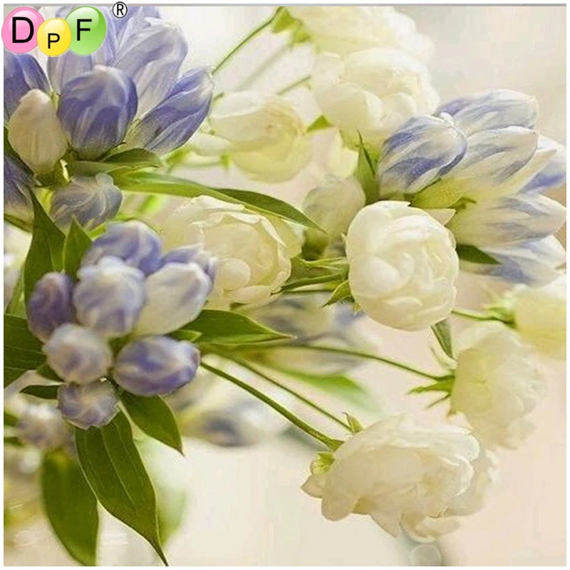 

DPF DIY Diamond Painting Cross Stitch kit Handmade 5D Diamond embroidery Flowers whole square diamond Mosaic Rhinestone Pictures