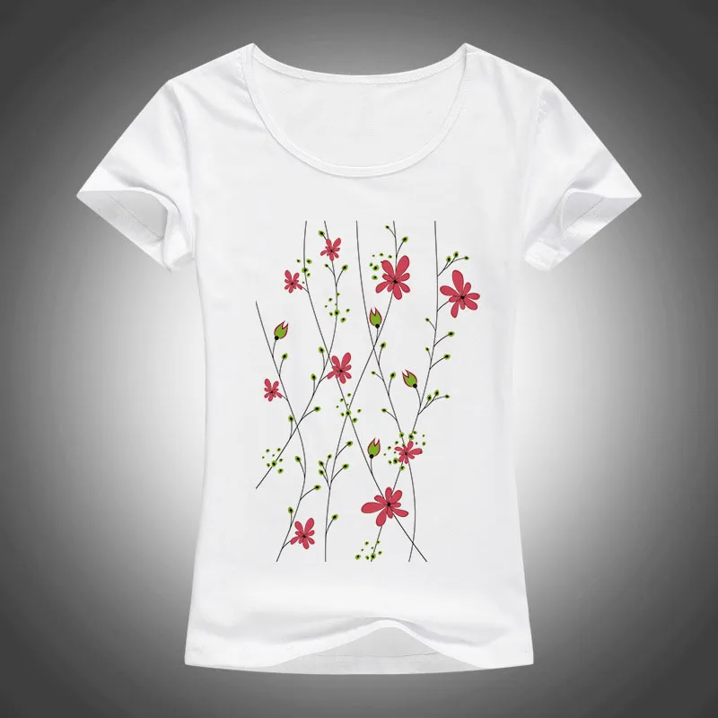 2016 summer style cotton Slim T shirt women Cartoon flowers printed camisas femininas short sleeve Shirts fashion tops 1904 2016 summer style cotton Slim T shirt women Cartoon flowers printed camisas femininas short sleeve Shirts fashion tops 1904