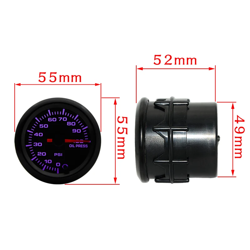 2 &quot52 мм 7 цветов светодиодный автомобильный масляный пресс ure 0 100 PSI