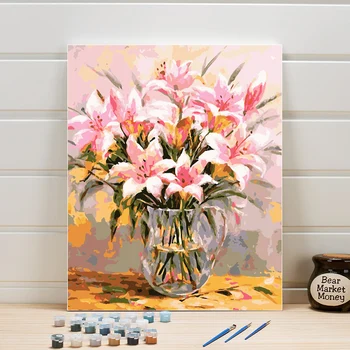 

DIY Oil Paintings Paint By Numbers On Canvas Flower Acrylics Pictures For Living Room Wall Drawing Arts Wedding Decoration Adult
