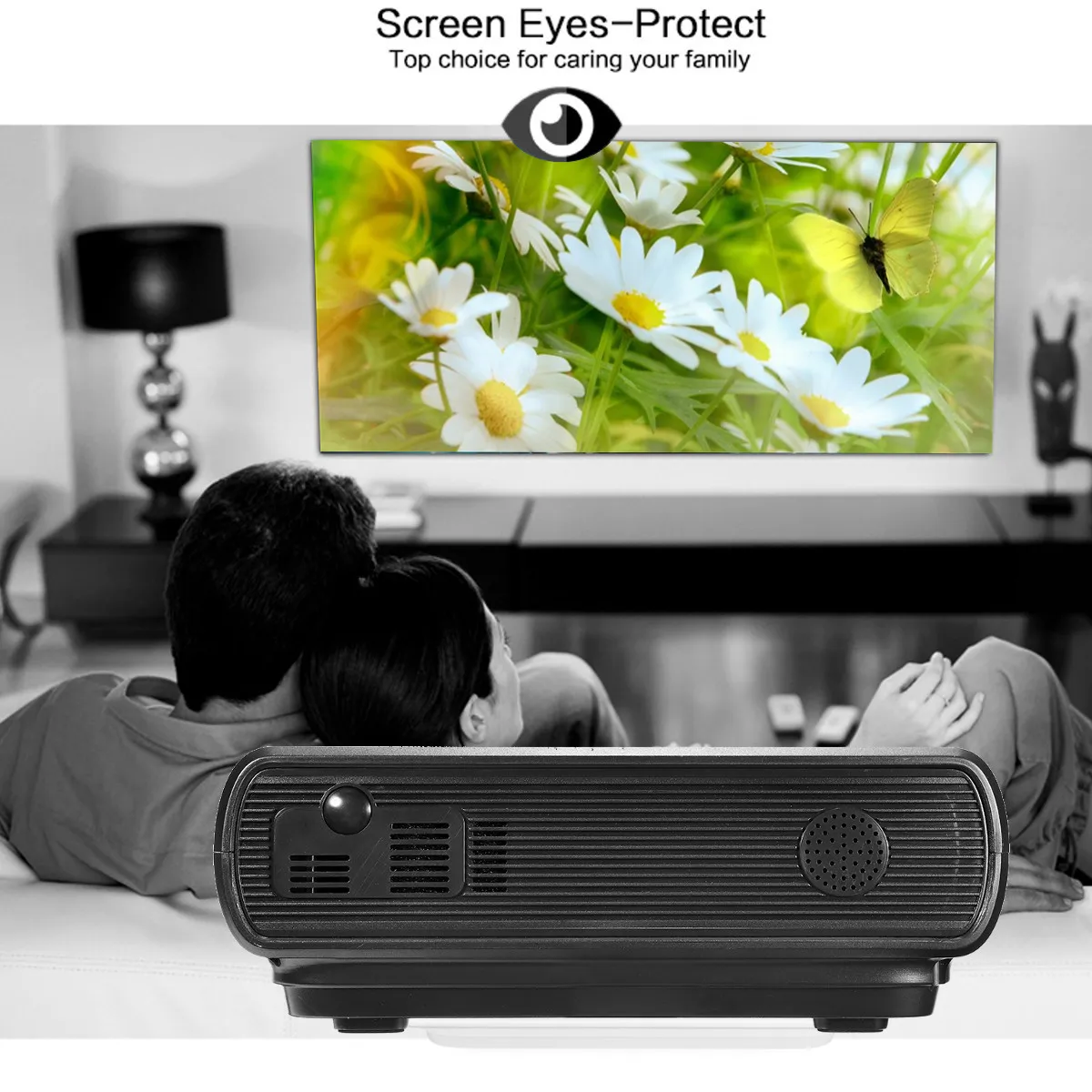 Мини-проектор T5 lcd 7000 люмен 1080P Full HD Wifi bluetooth домашний кинотеатр Android 6,0 аудио динамик для домашнего кинотеатра