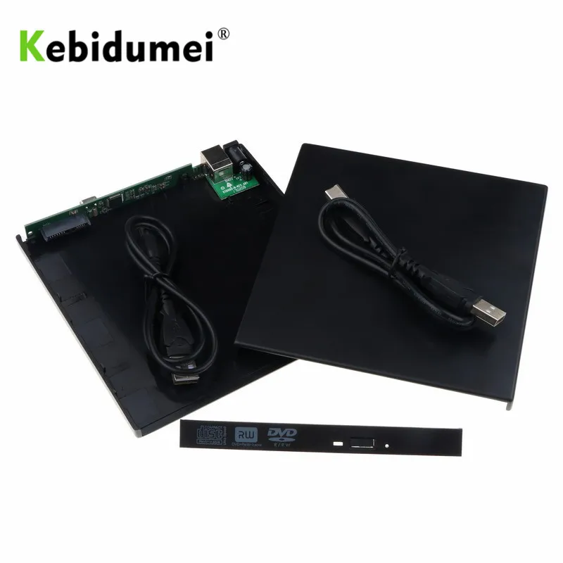 Kebidumei USB 2,0 SATA Внешний привод DVD CD DVD-Rom IDE чехол для привода 12,7 мм тонкий для ноутбука компьютера