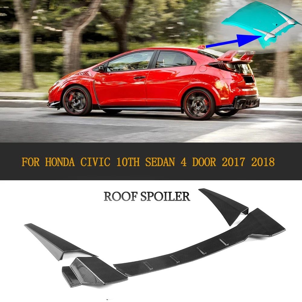 Задний спойлер на крышу багажника для Honda Civic Sedan 4 Door 2017 2018 3 шт./компл. ABS Carbon Fiber Look