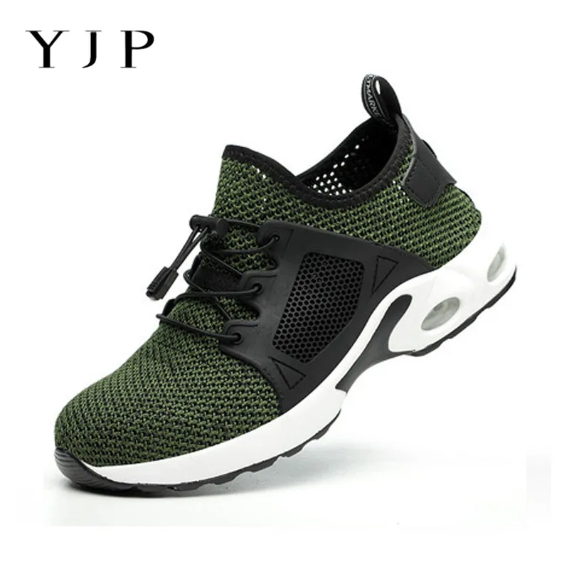 

YJP 2019 Shoes Men Hiking Steel Toe Nose Work Safety Shoes grid Lightweight Sneaker Prevent piercing Protective Mesh Lace Up