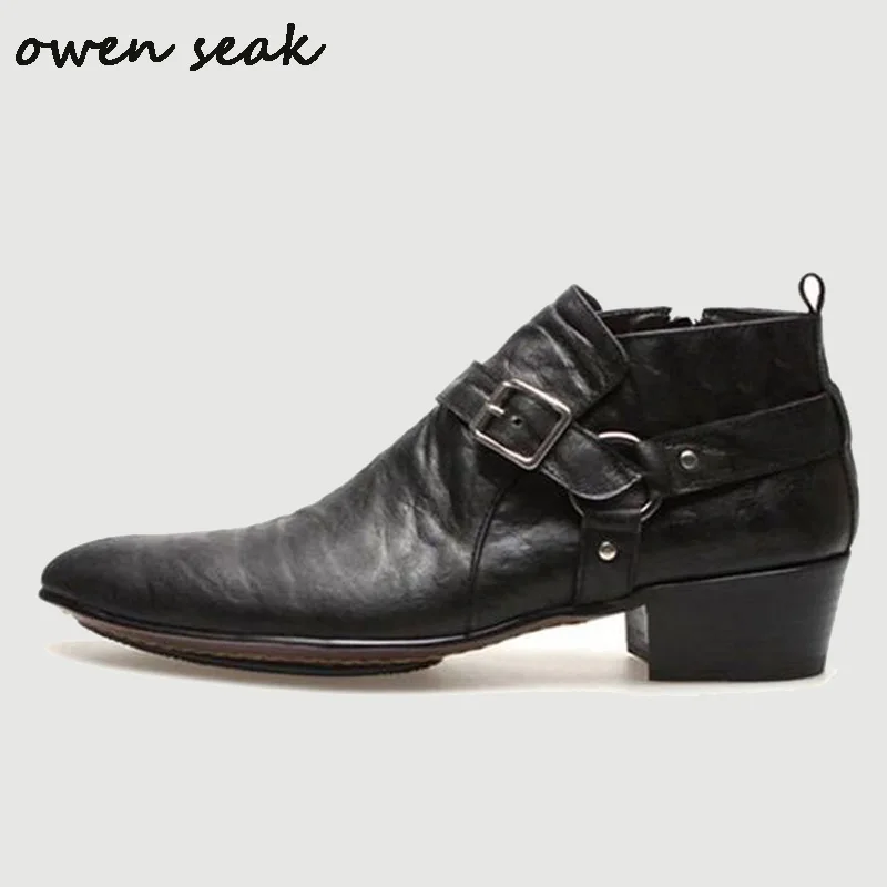

Owen Seak Men Wedding Shoes Luxury Trainers Genuine Leather Casual Adult Autumn Brand Flats Black Shoes