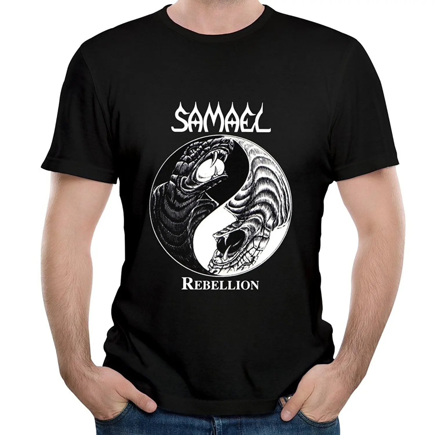 

New 2017 Fashion T Shirt Crew Neck Samael Song On Earth Short Printing Machine T Shirts For Men