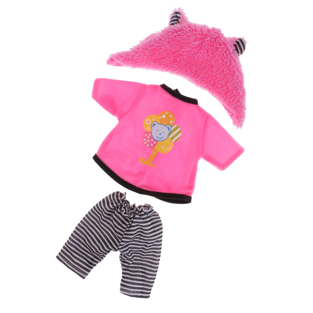 16 inch Dolls Outfit Clothes Pink Tee +Pants +Hat Set Suit For 40cm Salon Doll Dress up Clothes Accessories