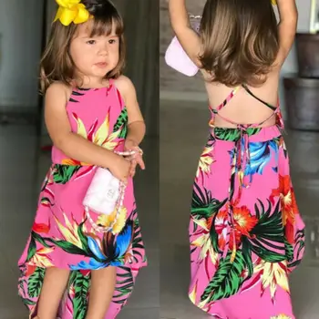 

UK Toddler Baby Girls Summer Flower Backless Party Dress Sundress Casual Clothes