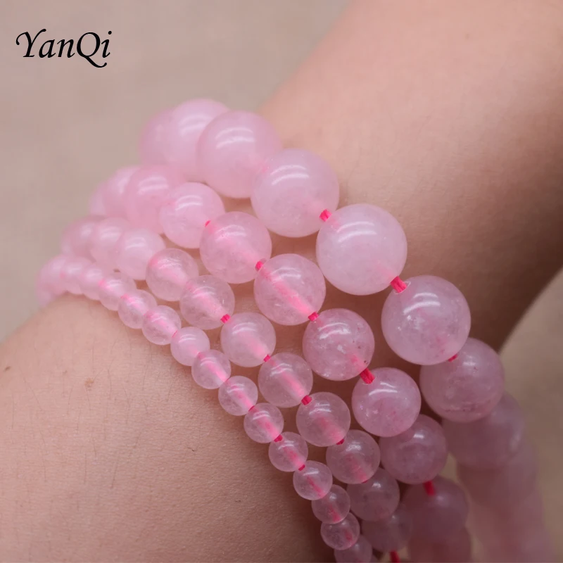 Natural Crystal Rose Pink Quartz Stone Loose Beads Round Beads For Jewelry Making DIY Bracelet Necklace 4/6/8/10/12mm Strand15'' Fashion Jewelry
