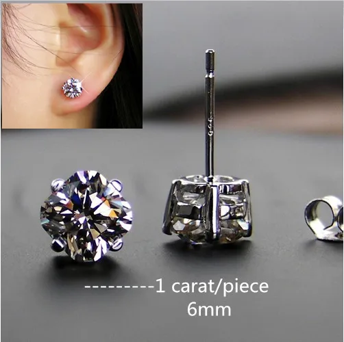 Серьги-гвоздики Pretty 1Ct/each 6 мм с подушкой однотонные серьги из стерлингового
