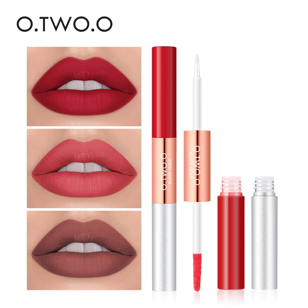 O.TWO.O 2 in 1 Matte Lip Gloss Glitter 6 Colors Waterproof Long Lasting