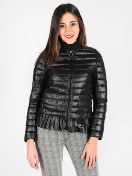 

O-neck long sleeve warm button padded coat long coat lace