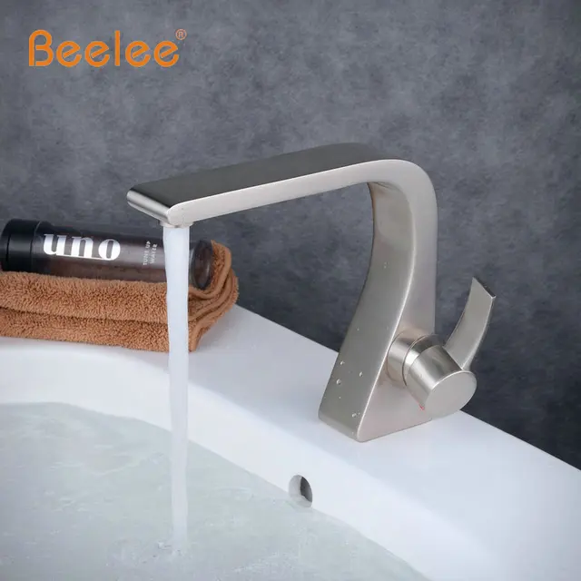 Single Handle Single Hole Waterfall Bathroom Sink Faucet Black Anr