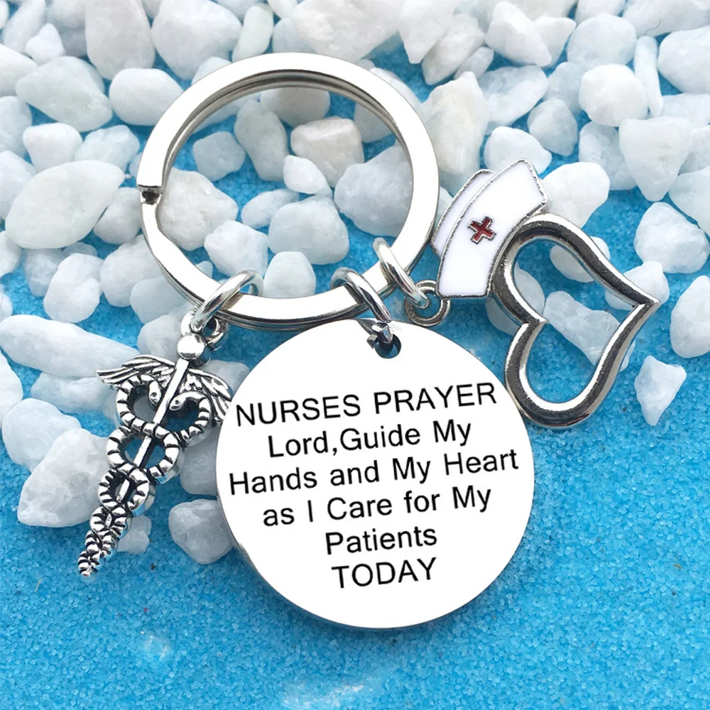 

Medical Sign Nurse Hat Nurses prayer lord Stainless Steel Keychain Nurse Doctor Gift